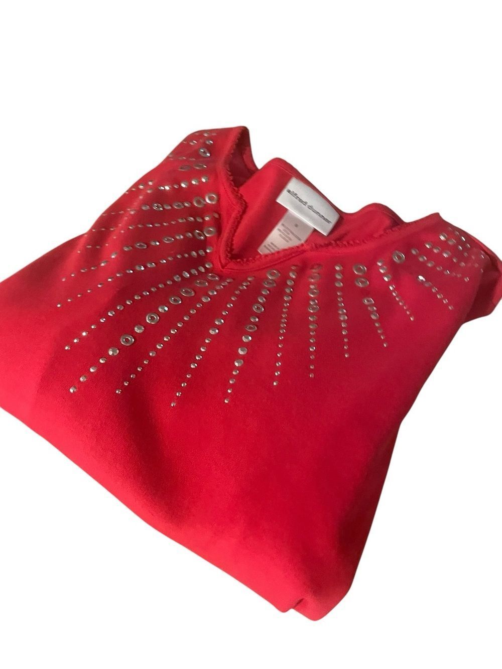 Alfred Dunner Red V-neck Studded Pullover